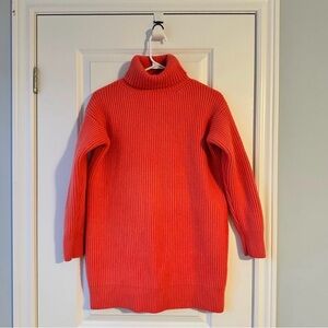 Christopher Kane Bright Orange 100% Cashmere Ribbed Turtleneck longl Sweater